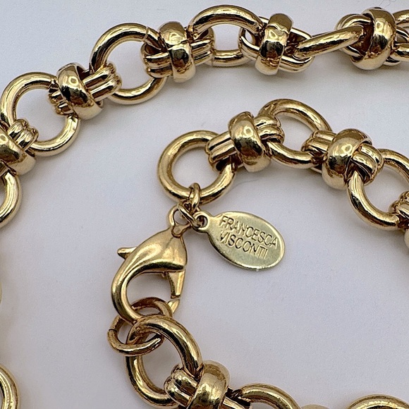 Francesca Visconti 48” Gold Double Love Knot Link Chain Long Necklace w Gift Box - Picture 3 of 8